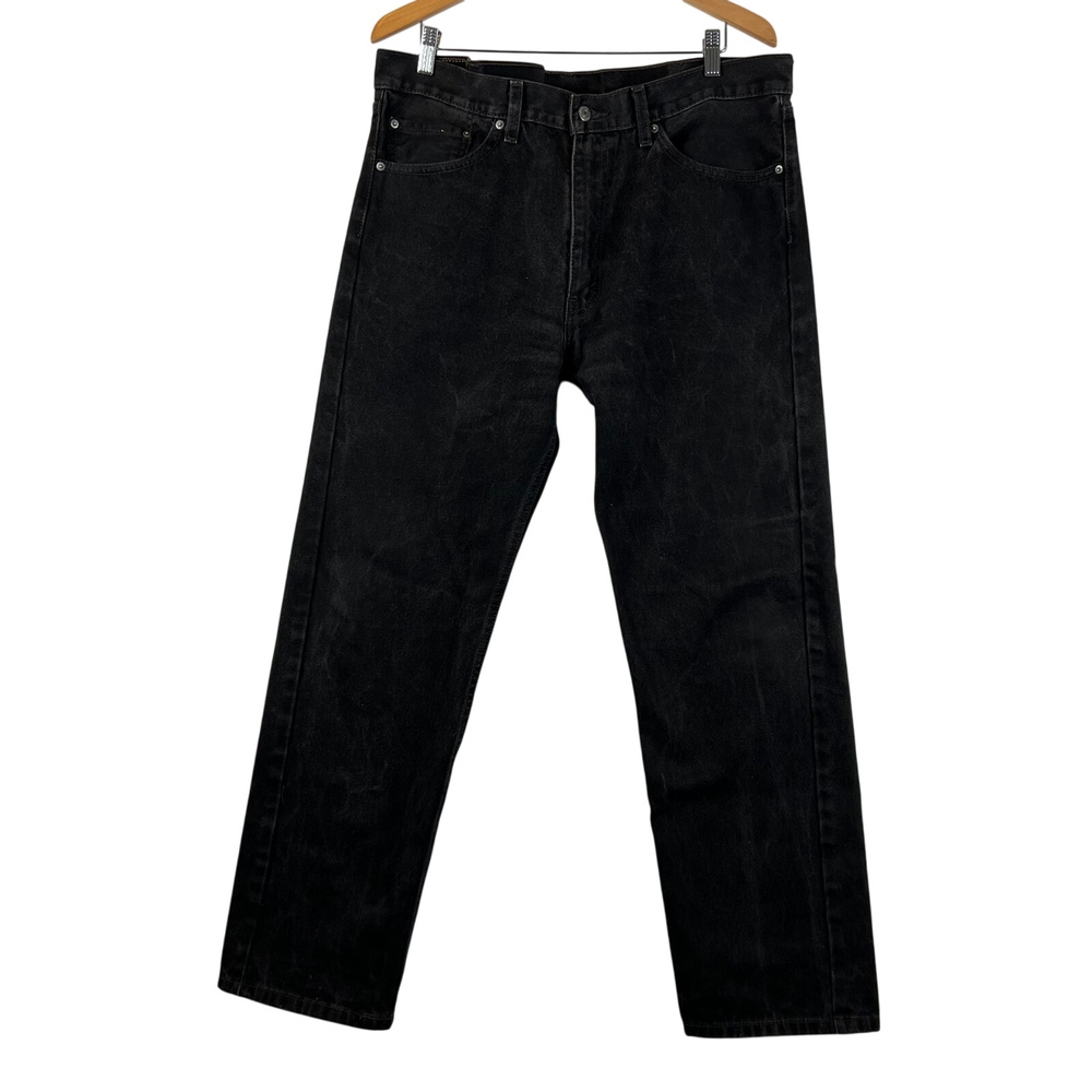 Levis 505 Jeans Mens 38x32 Regular Fit Black Denim Pants Classic Casual‎